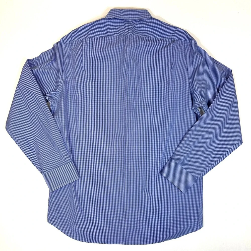 J. Crew Haberdashery Mens XL Blue Gingham 80s 2-Ply Cotton Button Down Shirt VTG